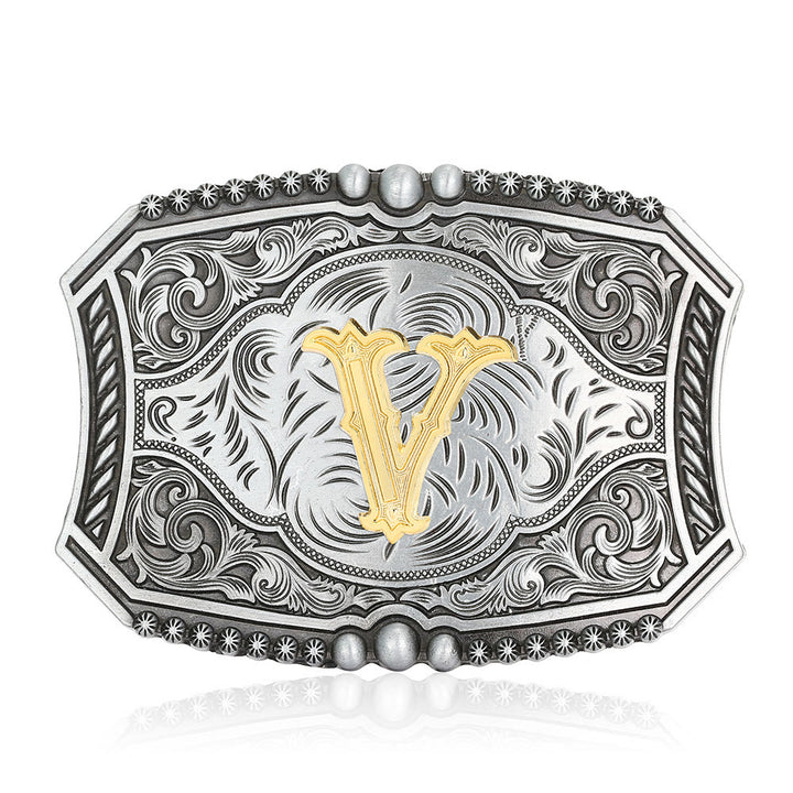 Ceinture en cuir carrée vintage avec initiale et boucle à faire soi-même - V - Sans ceinture - image 25