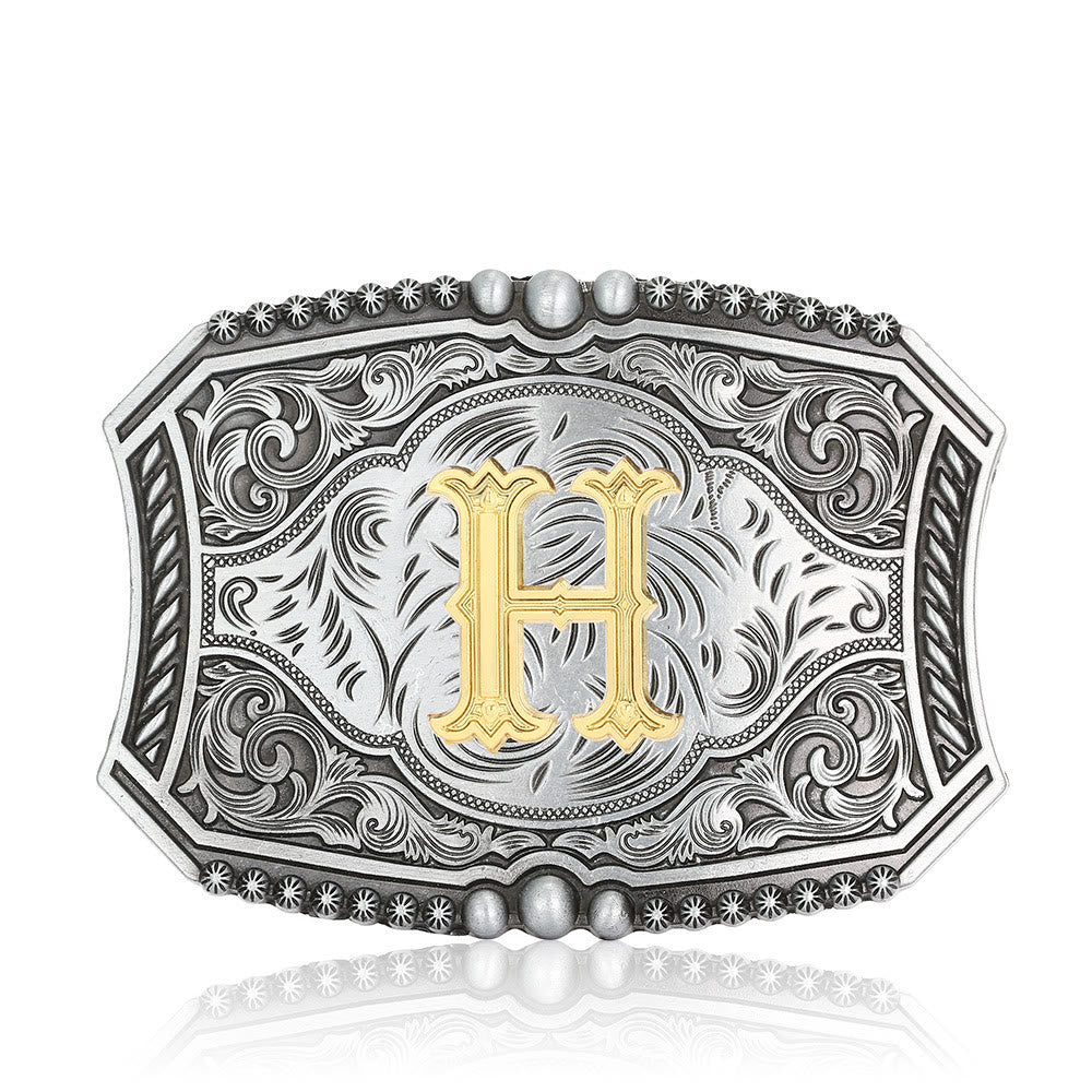 Ceinture en cuir carrée vintage avec initiale et boucle à faire soi-même - H - Sans ceinture - image 11