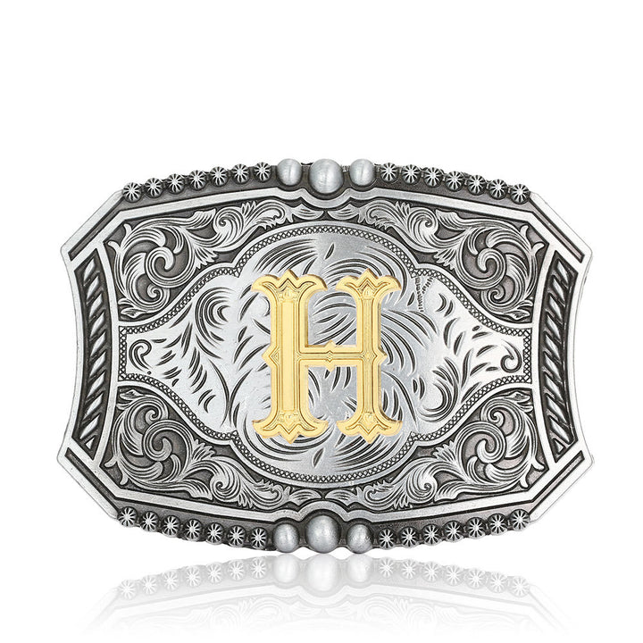 Ceinture en cuir carrée vintage avec initiale et boucle à faire soi-même - H - Sans ceinture - image 11