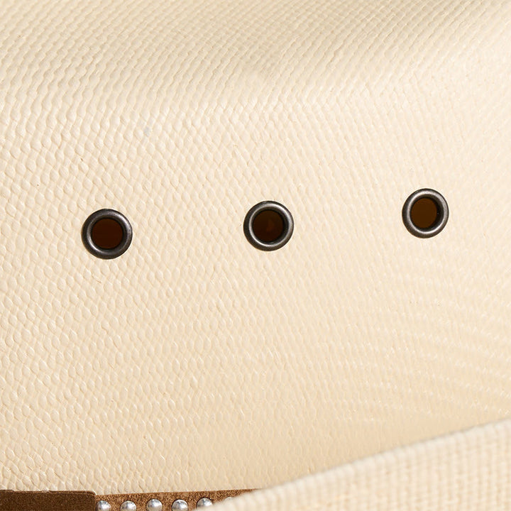 Chapeau de cowboy en paille rigide à large bord avec protection solaire - image 2