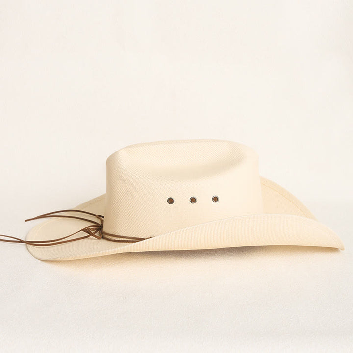 Chapeau de cowboy en paille rigide à large bord avec protection solaire - image 4