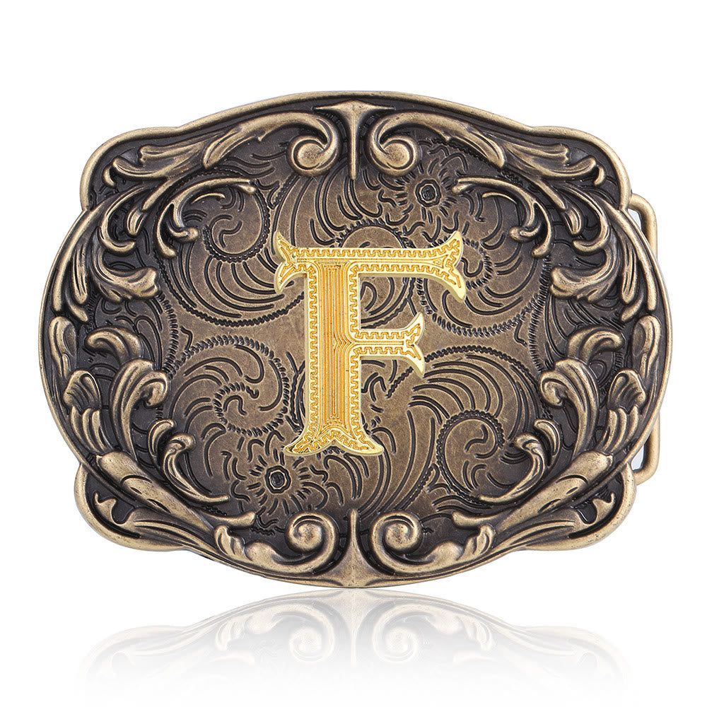 Ceinture en cuir style western rétro avec boucle initiale et motif totem rétro - F - Sans ceinture - image 10