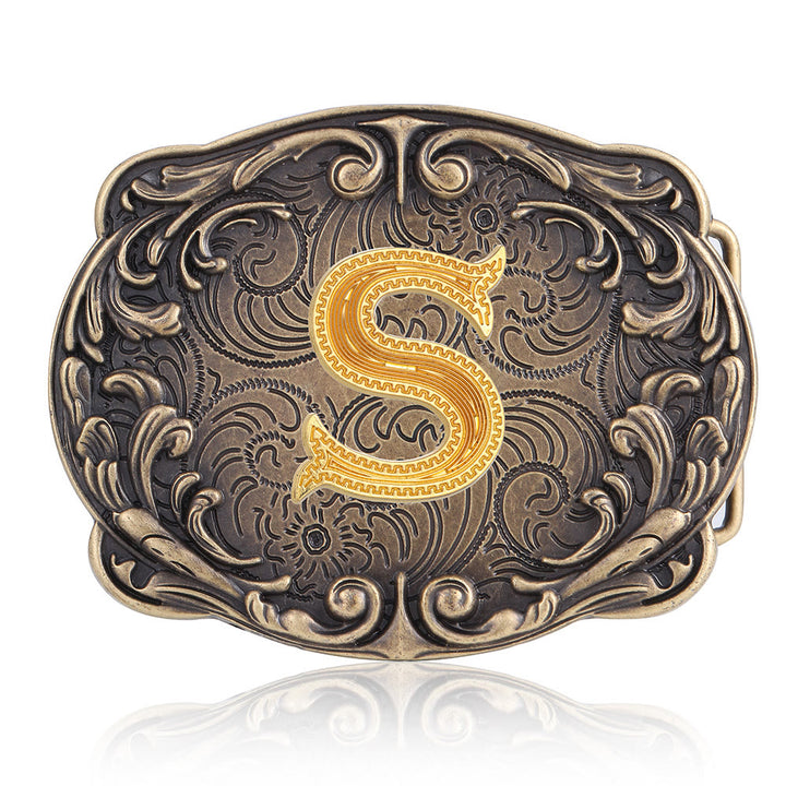 Ceinture en cuir style western rétro avec boucle initiale et motif totem rétro - S - Sans ceinture - image 22