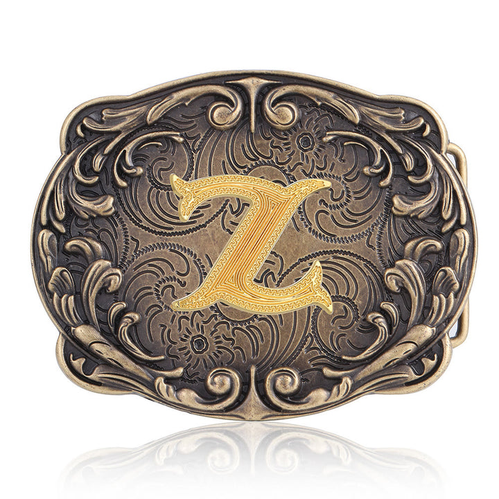 Ceinture en cuir style western rétro avec boucle initiale et motif totem rétro - Z - Sans ceinture - image 29