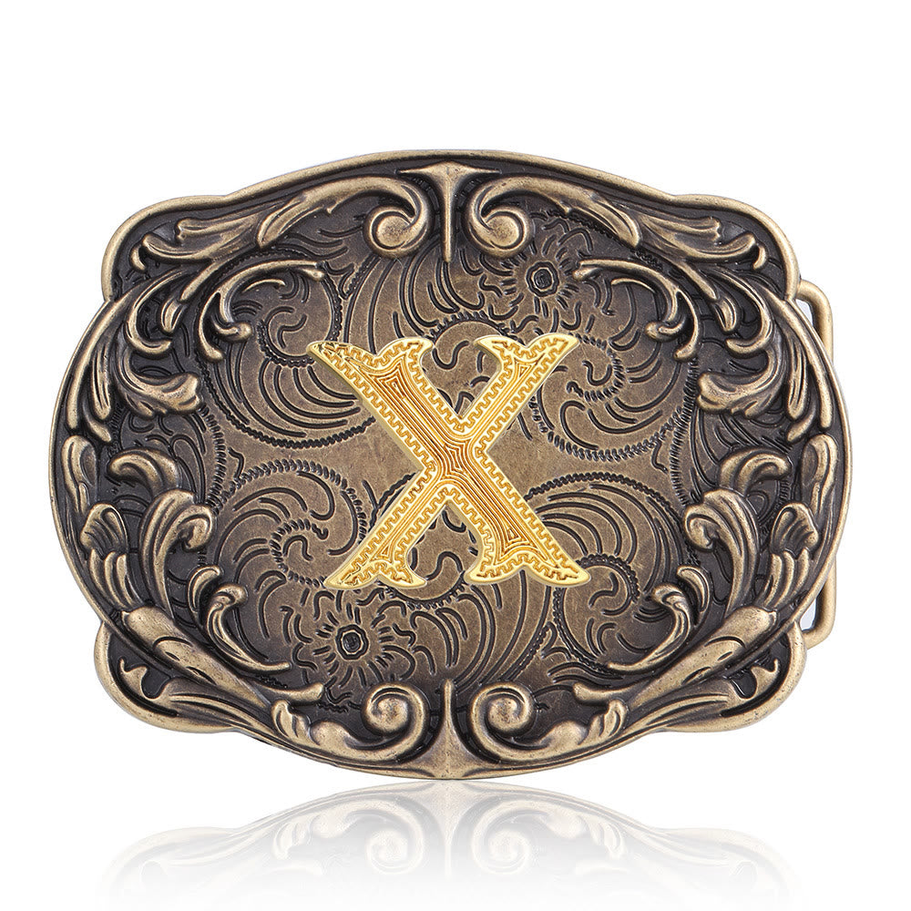 Ceinture en cuir style western rétro avec boucle initiale et motif totem rétro - X - Sans ceinture - image 27