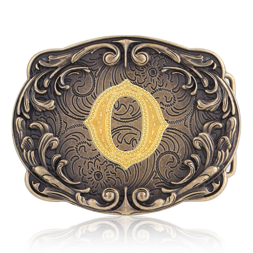 Ceinture en cuir style western rétro avec boucle initiale et motif totem rétro - O - Sans ceinture - image 18