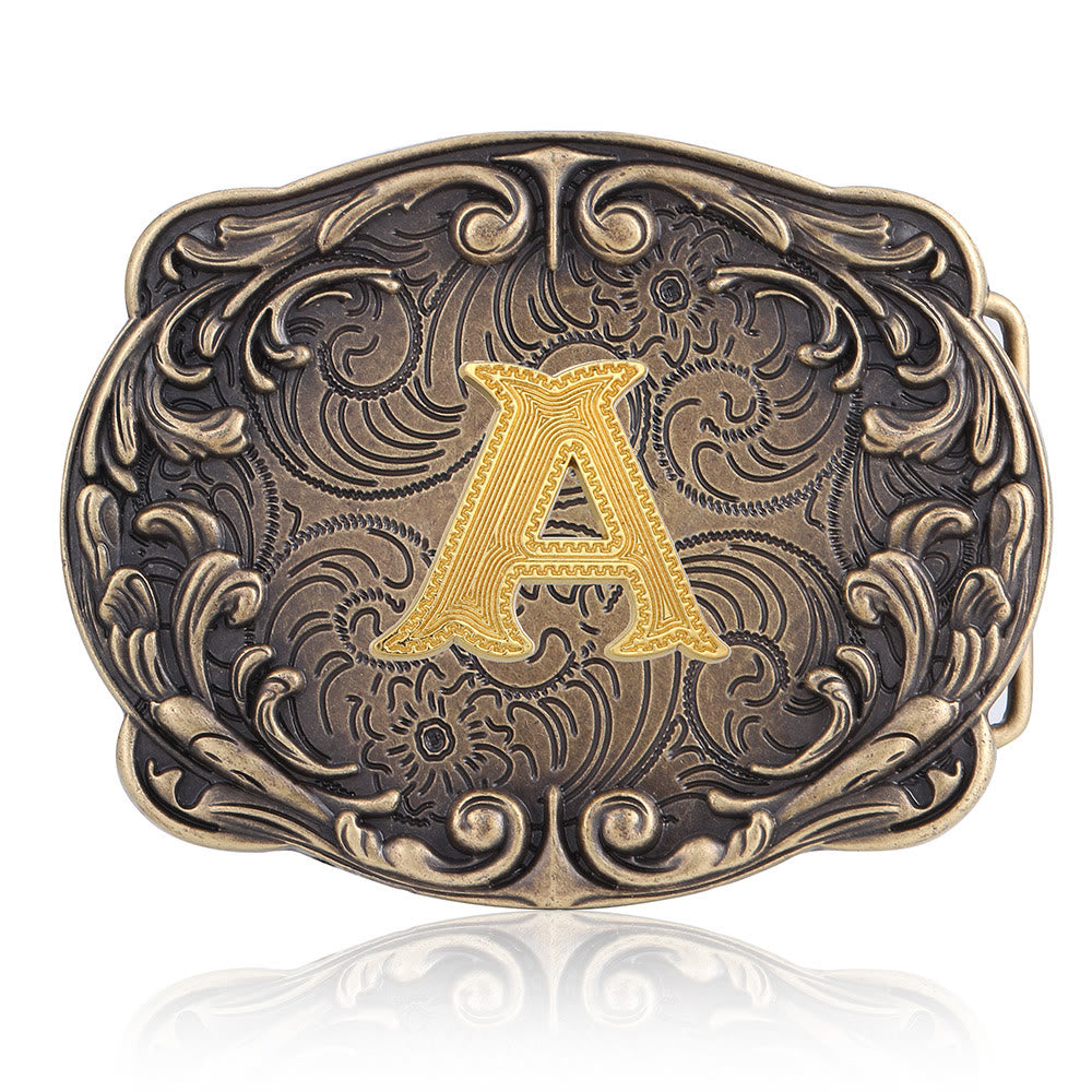 Ceinture en cuir style western rétro avec boucle initiale et motif totem rétro - UN - Sans ceinture - image 5