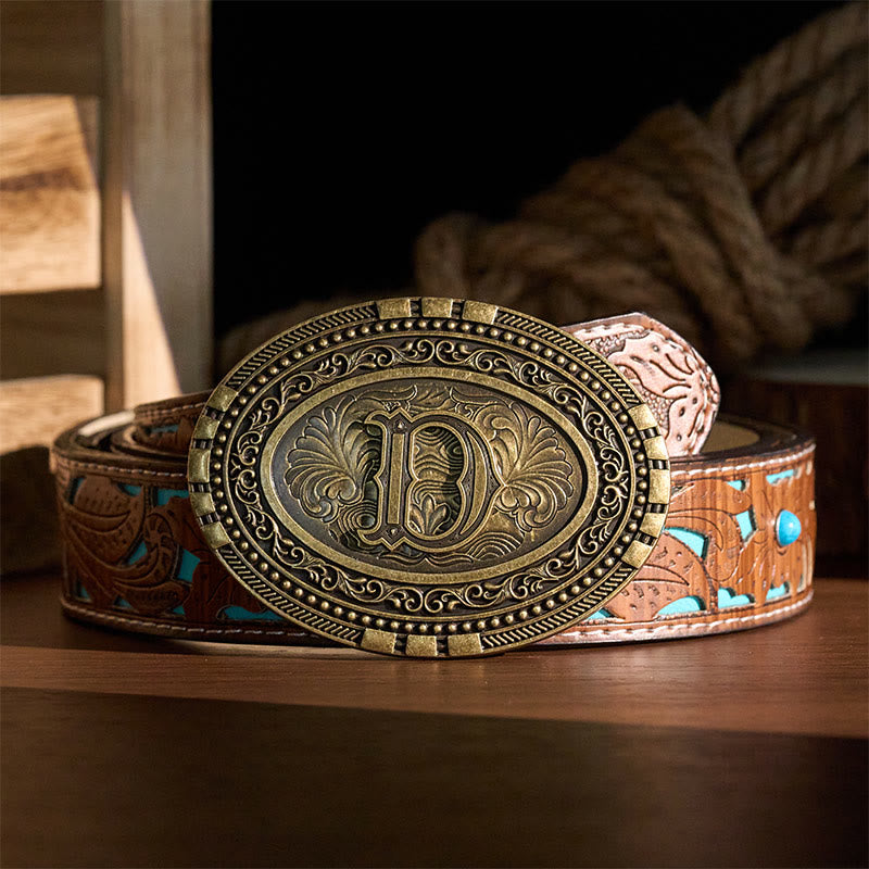 Ceinture en cuir avec boucle ovale western gravée avec initiale et initiale (à faire soi-même) - image 2