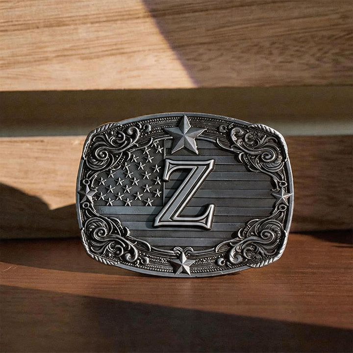 Ceinture en cuir avec boucle personnalisée et initiales, drapeau Western Star, motif lettre, à l'effigie du drapeau. - Z - Sans ceinture - image 29