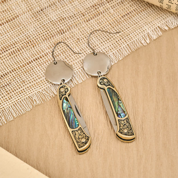 Boucles d'oreilles couteau de poche en nacre robuste Frontier Spirit - image 9