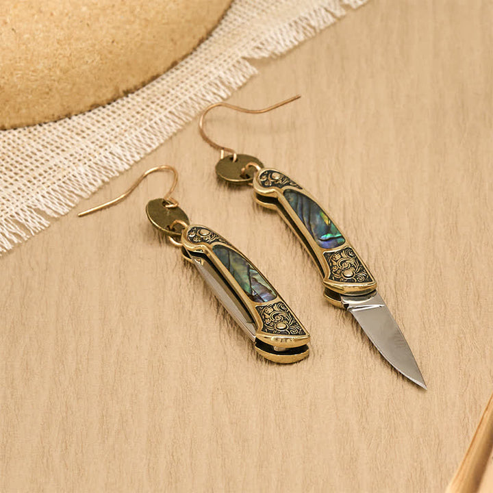 Boucles d'oreilles couteau de poche en nacre robuste Frontier Spirit - image 3