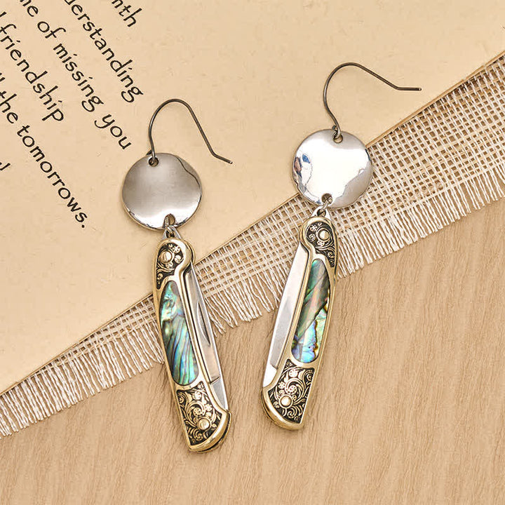 Boucles d'oreilles couteau de poche en nacre robuste Frontier Spirit - image 7