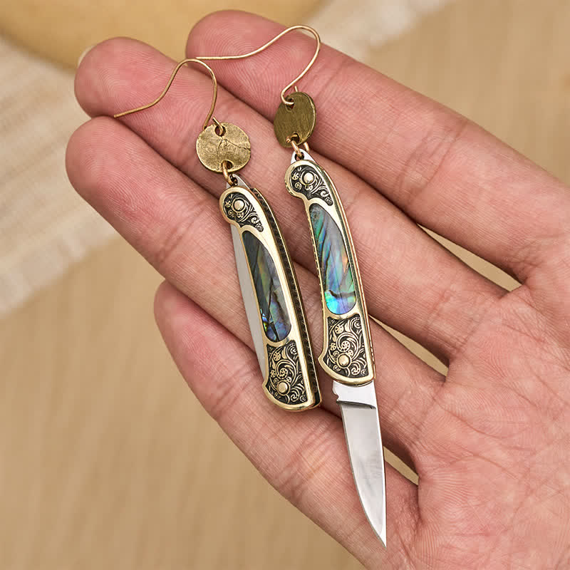 Boucles d'oreilles couteau de poche en nacre robuste Frontier Spirit - image 1