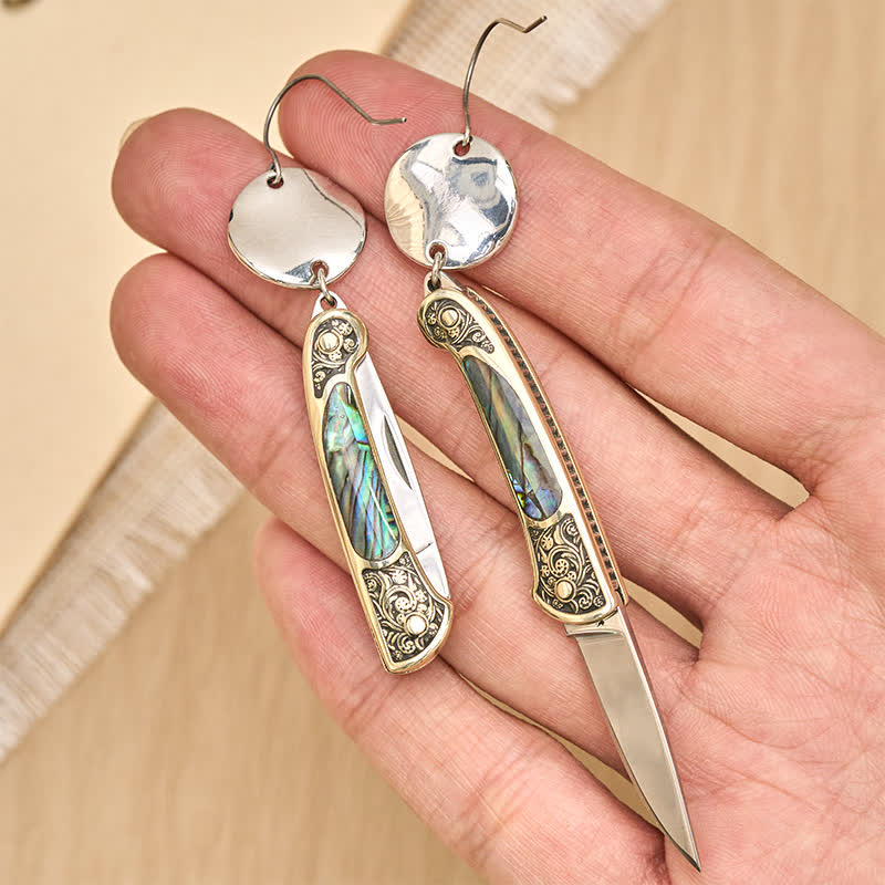 Boucles d'oreilles couteau de poche en nacre robuste Frontier Spirit - image 6