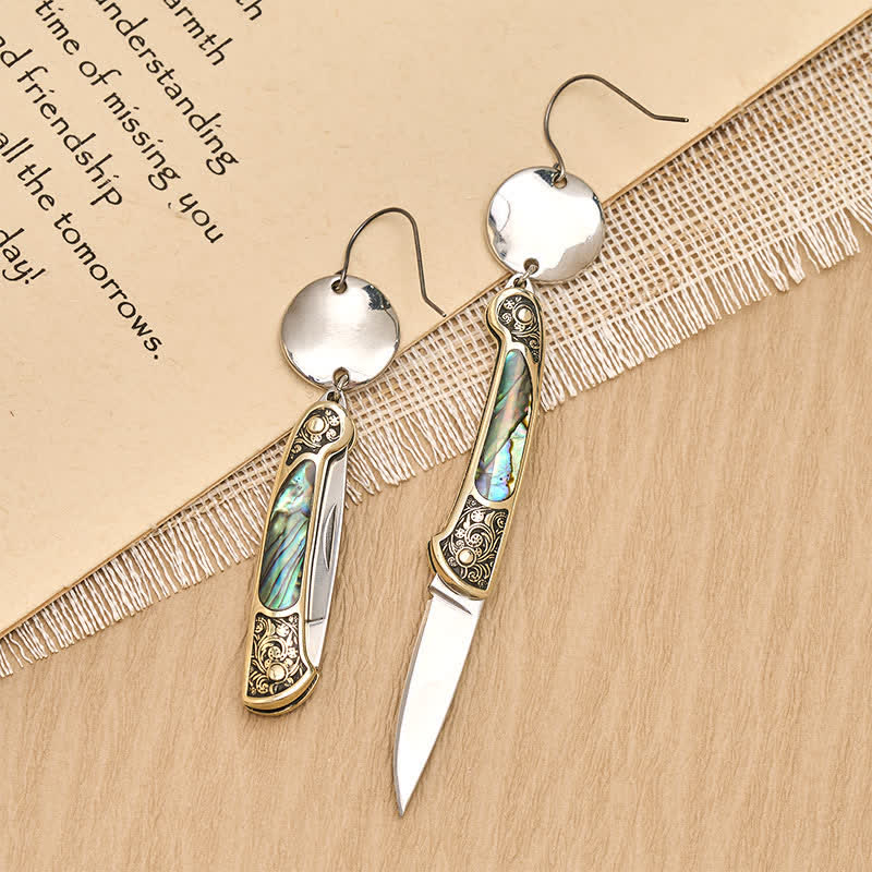 Boucles d'oreilles couteau de poche en nacre robuste Frontier Spirit - image 8