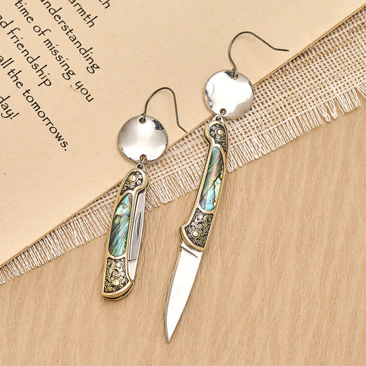 Boucles d'oreilles couteau de poche en nacre robuste Frontier Spirit - image 8