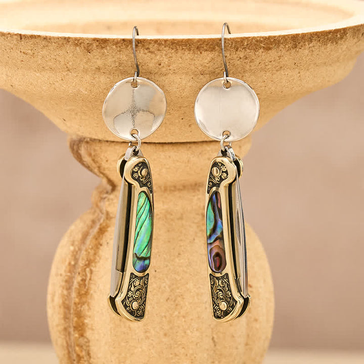 Boucles d'oreilles couteau de poche en nacre robuste Frontier Spirit - Argent - image 5