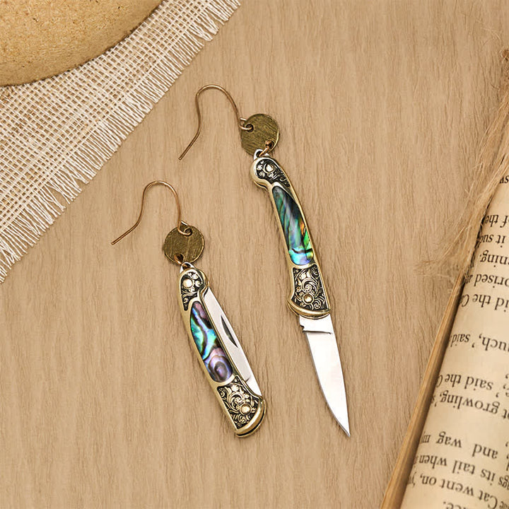 Boucles d'oreilles couteau de poche en nacre robuste Frontier Spirit - image 2