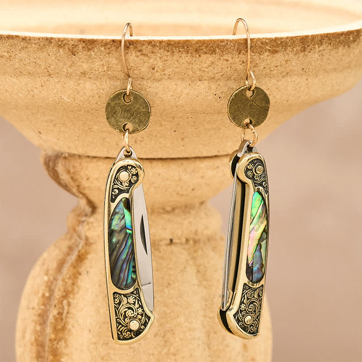 Boucles d'oreilles couteau de poche en nacre robuste Frontier Spirit - Bronze - image 0