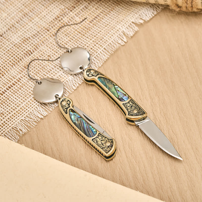 Boucles d'oreilles couteau de poche en nacre robuste Frontier Spirit - image 10