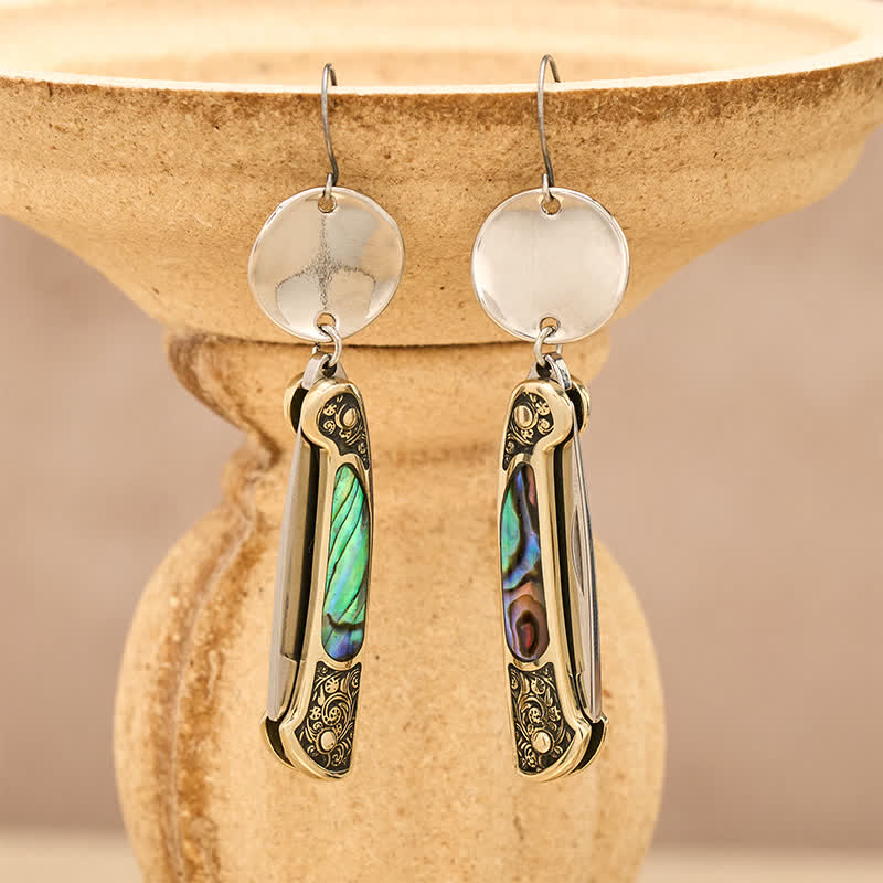 Boucles d'oreilles couteau de poche en nacre robuste Frontier Spirit - Argent - image 5
