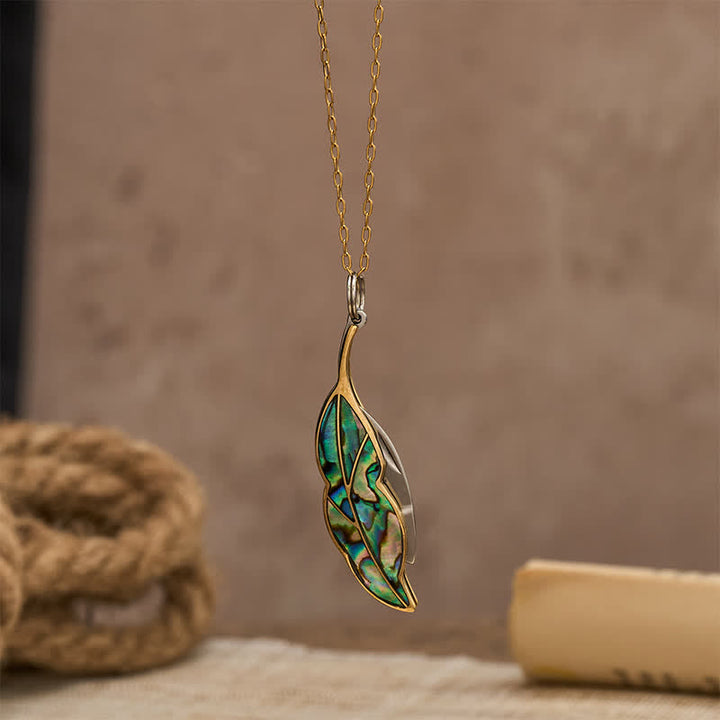 Collier couteau de poche fonctionnel en nacre d'ormeau en forme de feuille - image 6