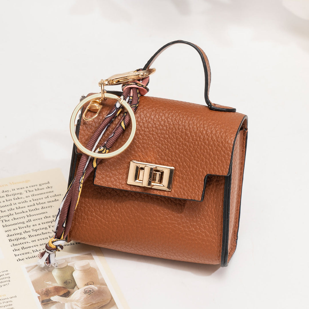 Porte-clés breloque style mini sac à main créatif - Brun - image 12