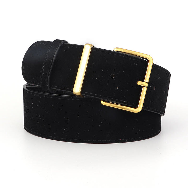 Ceinture en cuir suédé style western rétro - Noir - 34 - image 1