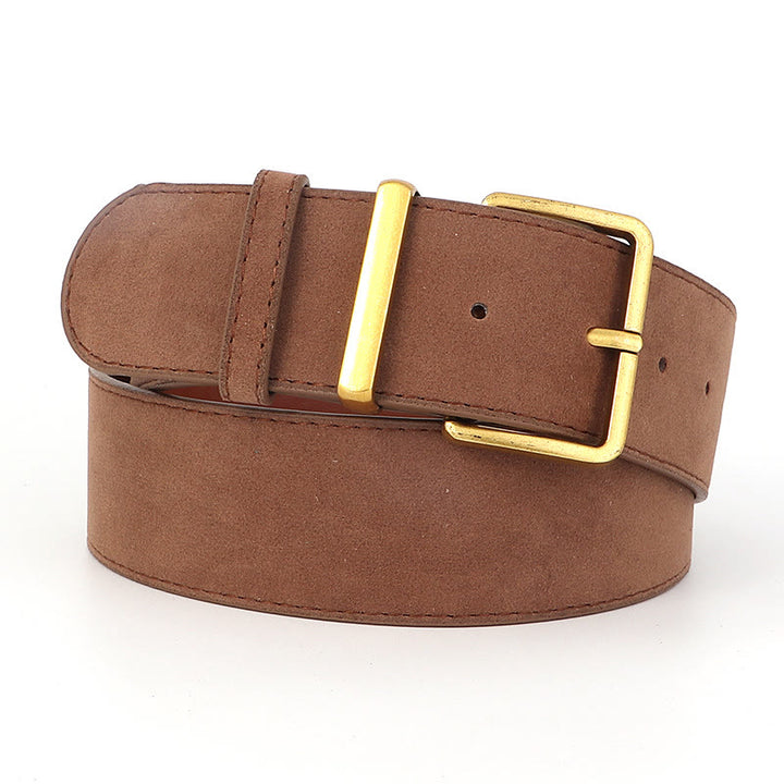 Ceinture en cuir suédé style western rétro - Kaki - 34 - image 3