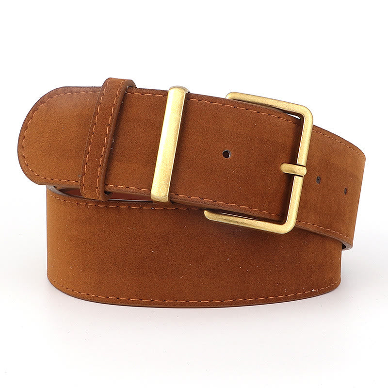 Ceinture en cuir suédé style western rétro - Chameau - 34 - image 0