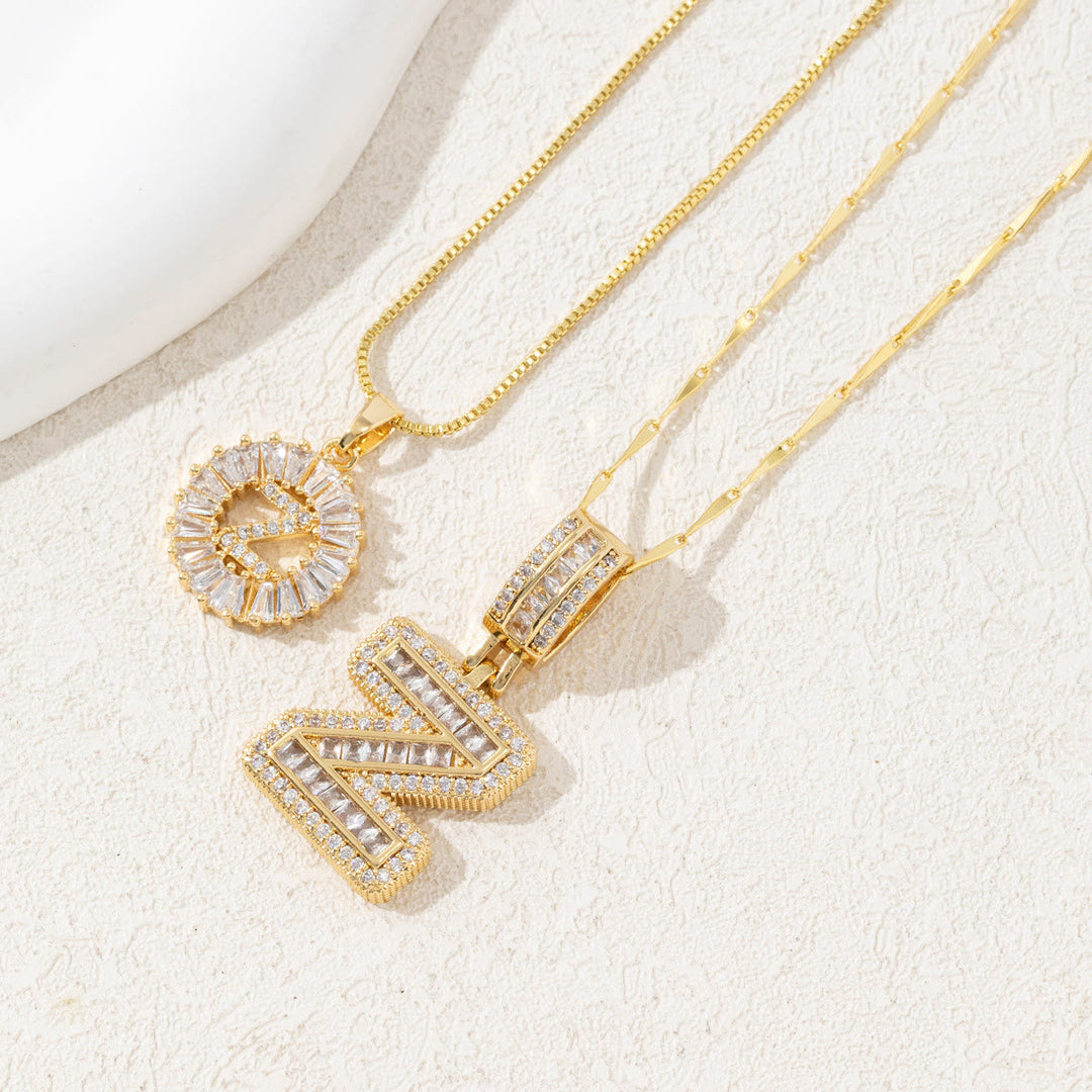 Collier pendentif lettre entièrement serti de diamants et plaqué or - Doré - Z - image 28