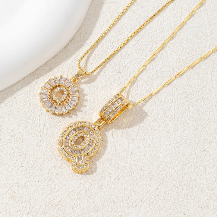 Collier pendentif lettre entièrement serti de diamants et plaqué or - Doré - Q - image 19