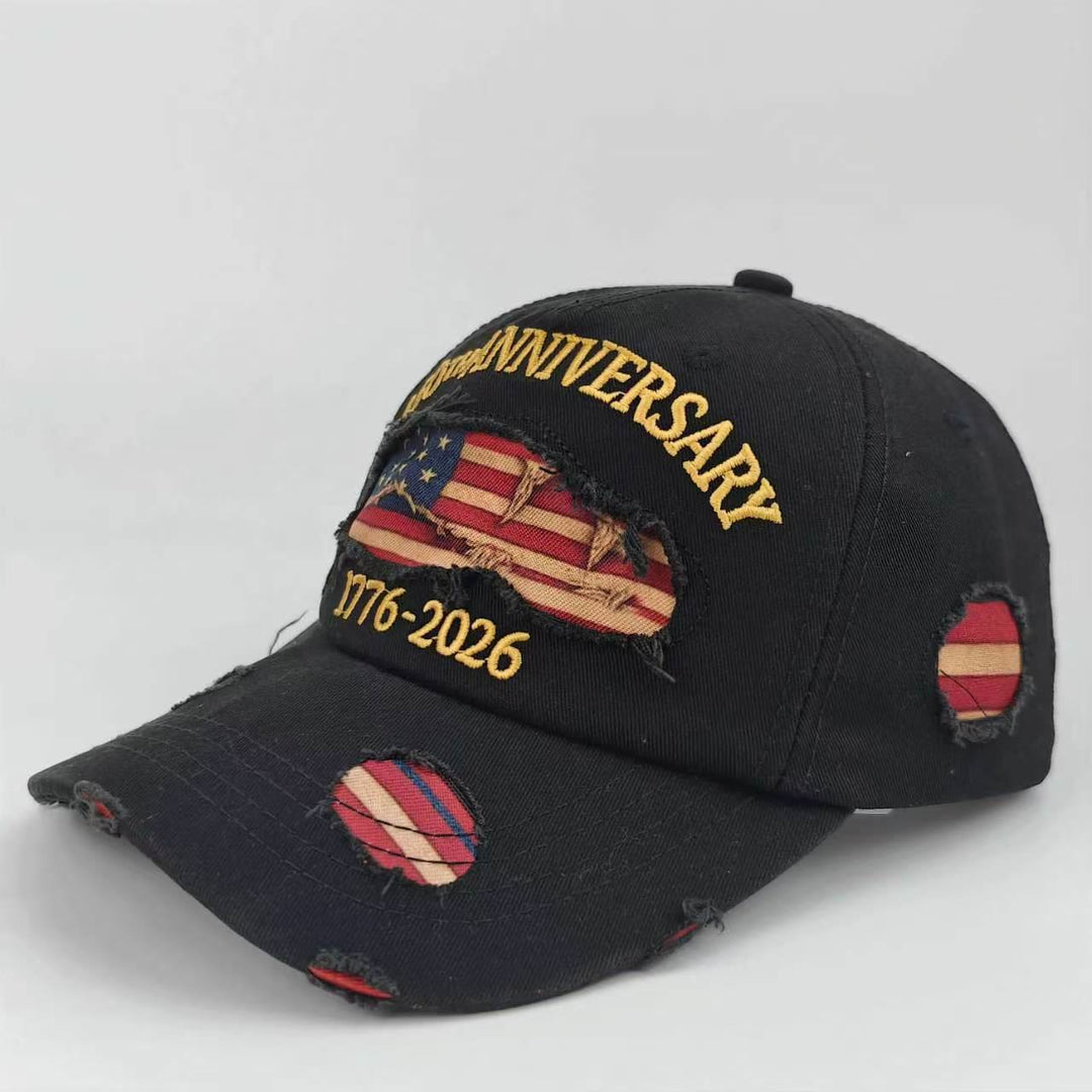 Casquette de baseball vintage en denim délavé et vieilli avec drapeau américain - Noir - Réglable (22 7/8"-24 1/2") - image 6