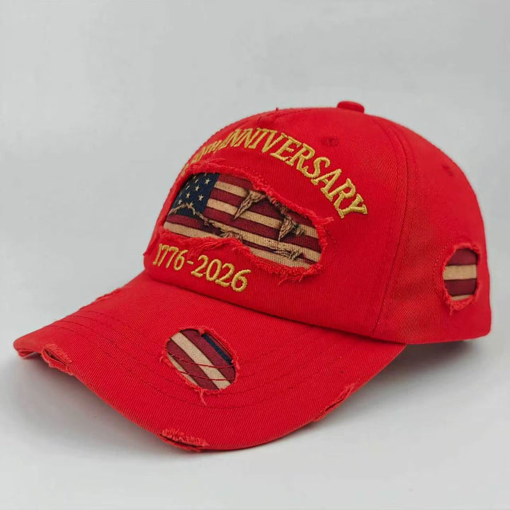 Casquette de baseball vintage en denim délavé et vieilli avec drapeau américain - Rouge - Réglable (22 7/8"-24 1/2") - image 8