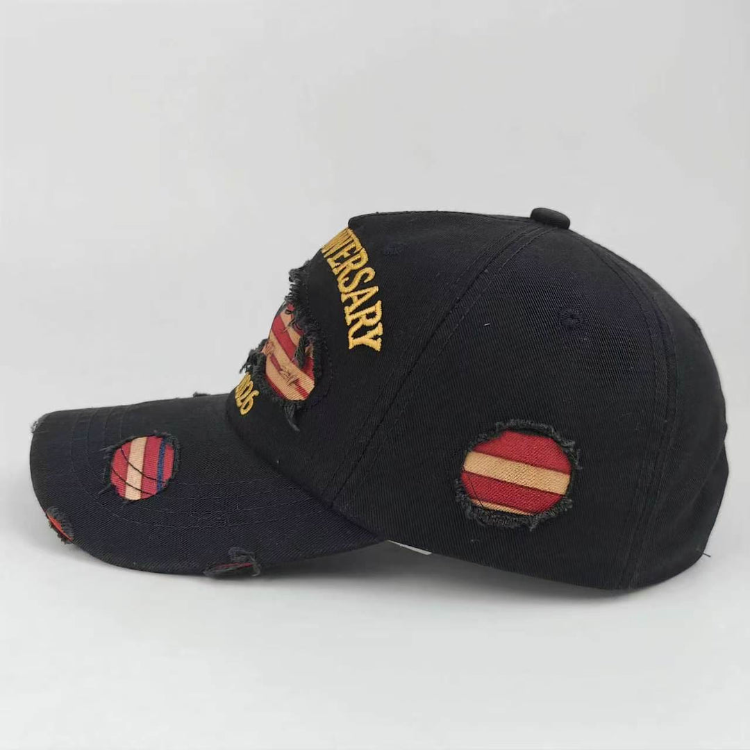 Casquette de baseball vintage en denim délavé et vieilli avec drapeau américain - image 7