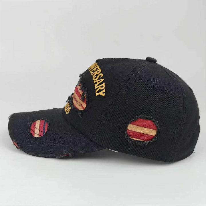 Casquette de baseball vintage en denim délavé et vieilli avec drapeau américain - image 7