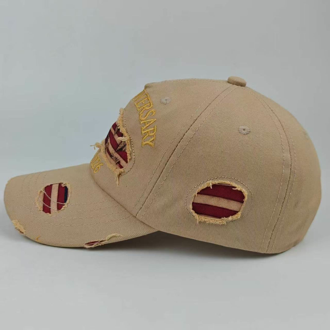 Casquette de baseball vintage en denim délavé et vieilli avec drapeau américain - image 5