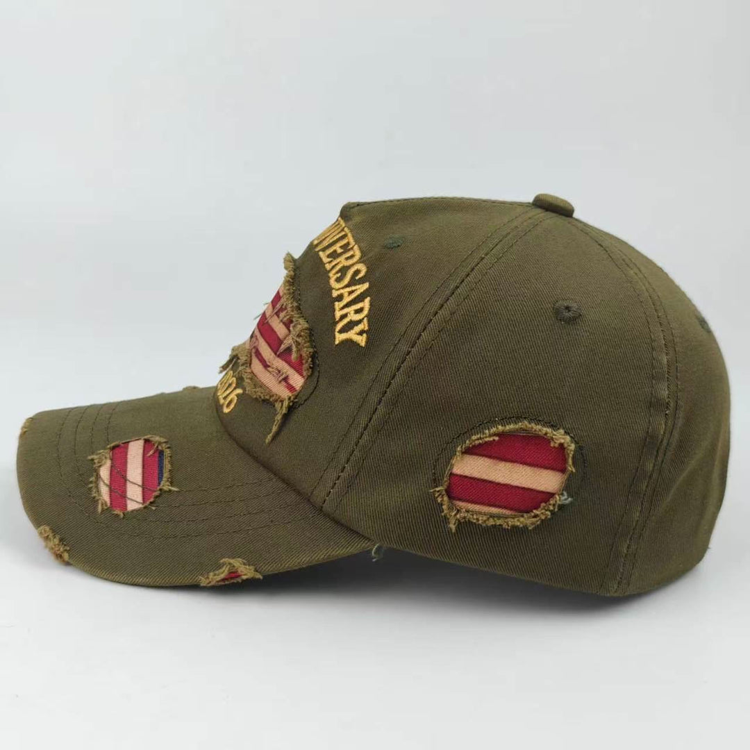 Casquette de baseball vintage en denim délavé et vieilli avec drapeau américain - image 11