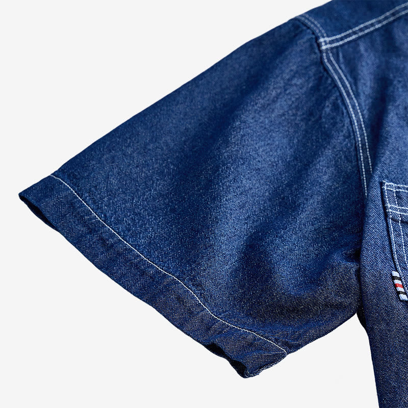 Chemise en jean à manches courtes en coton pour homme, style décontracté au quotidien - image 5