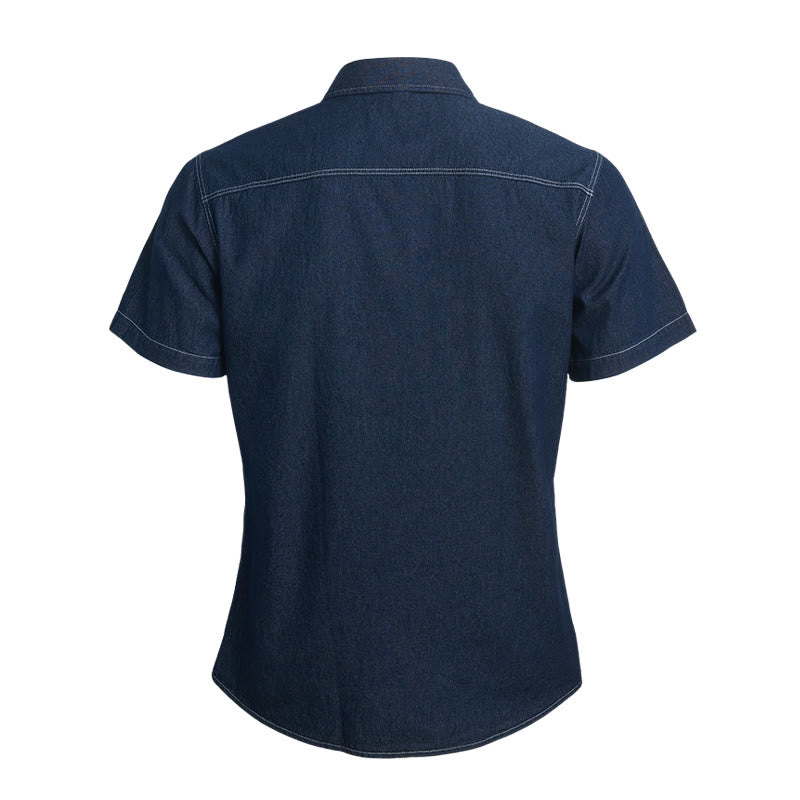 Chemise en jean à manches courtes en coton pour homme, style décontracté au quotidien - image 2