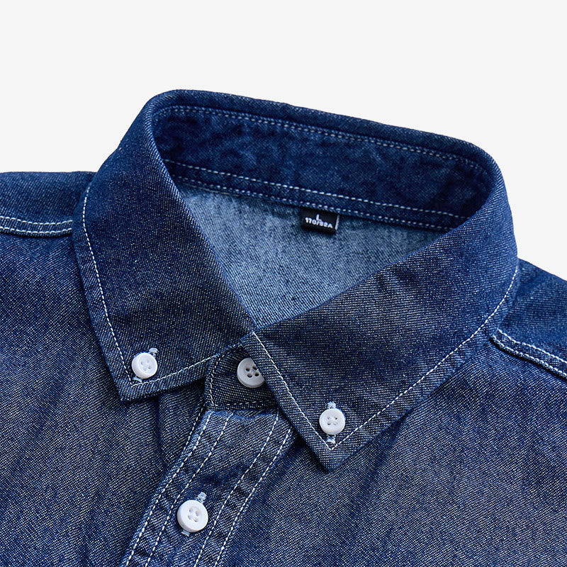 Chemise en jean à manches courtes en coton pour homme, style décontracté au quotidien - image 3