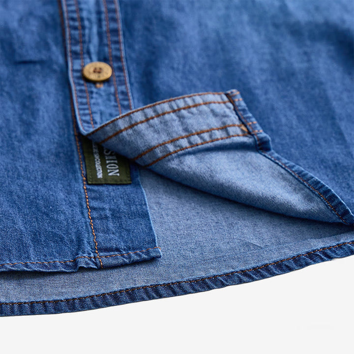 Chemise en jean délavée à manches courtes pour homme, style vintage décontracté - image 7