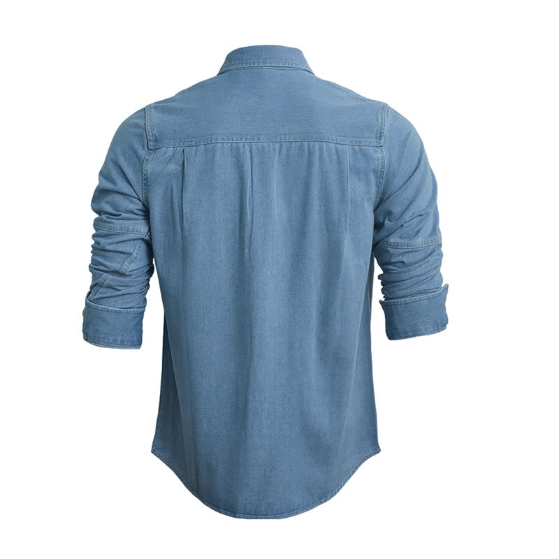 Chemise en jean à manches longues pour homme, coupe ample et décontractée - image 2