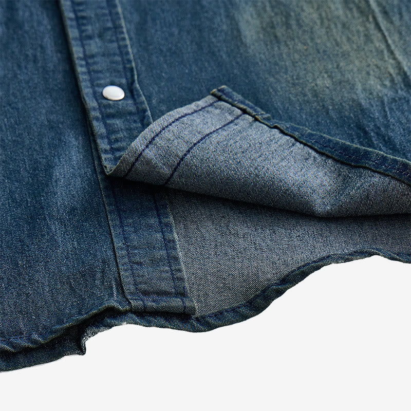 Chemise en jean à manches longues et boutons, coupe ajustée, pour homme - image 7