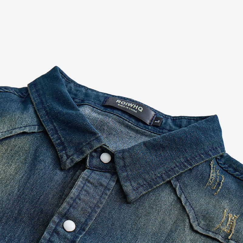 Chemise en jean à manches longues et boutons, coupe ajustée, pour homme - image 4