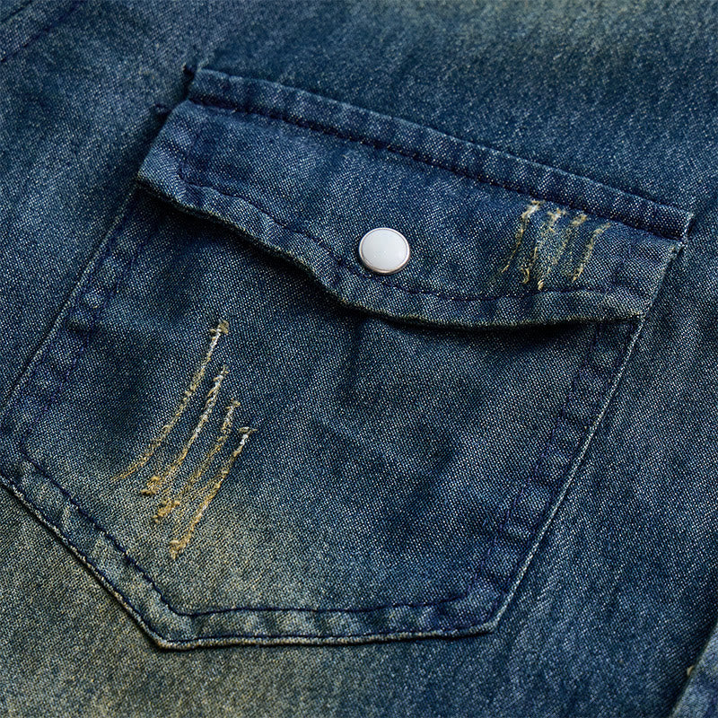 Chemise en jean à manches longues et boutons, coupe ajustée, pour homme - image 6