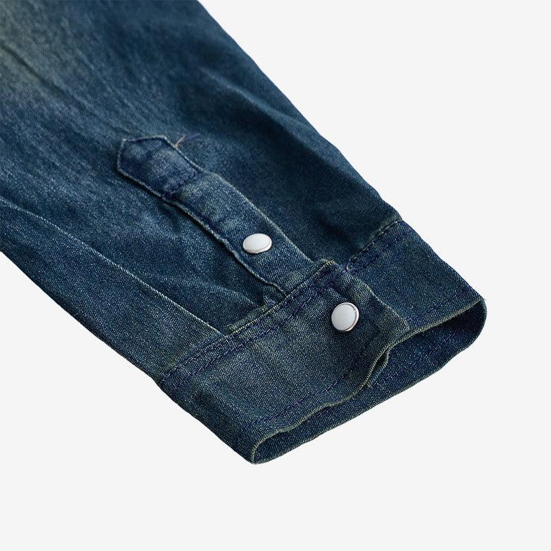 Chemise en jean à manches longues et boutons, coupe ajustée, pour homme - image 8