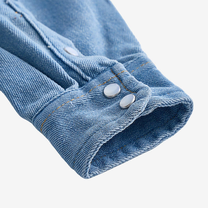 Chemise en jean à manches longues pour homme, effet usé - image 7