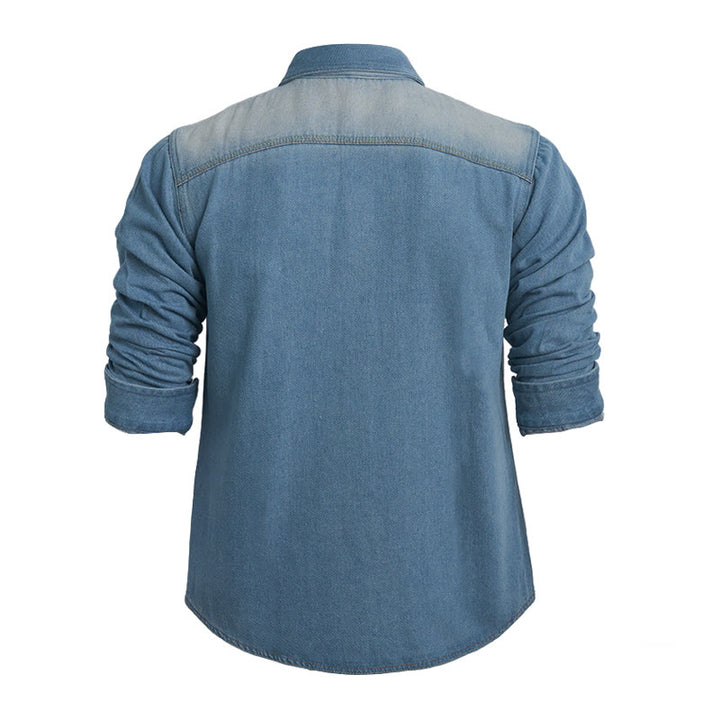 Chemise en jean à manches longues pour homme, effet usé - image 1