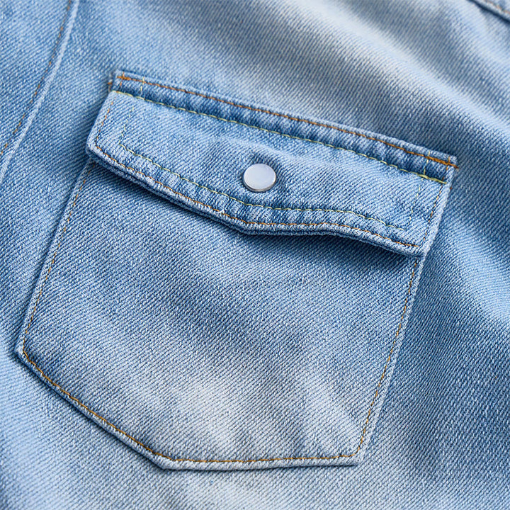 Chemise en jean à manches longues pour homme, effet usé - image 4